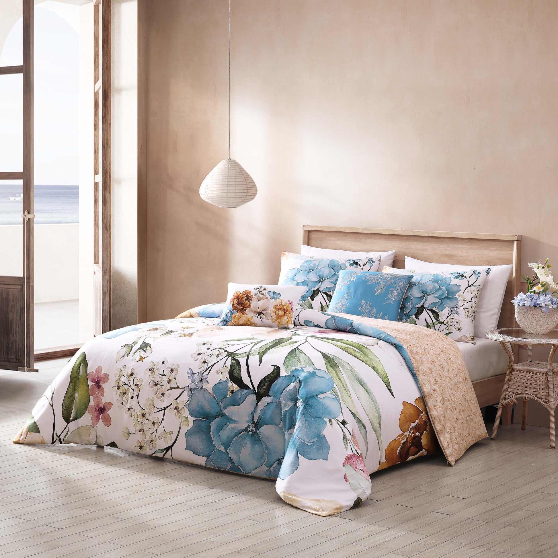 Bebejan Maia Blue 100% Cotton 5-Piece Reversible Comforter Set Comforter Sets By Bebejan®
