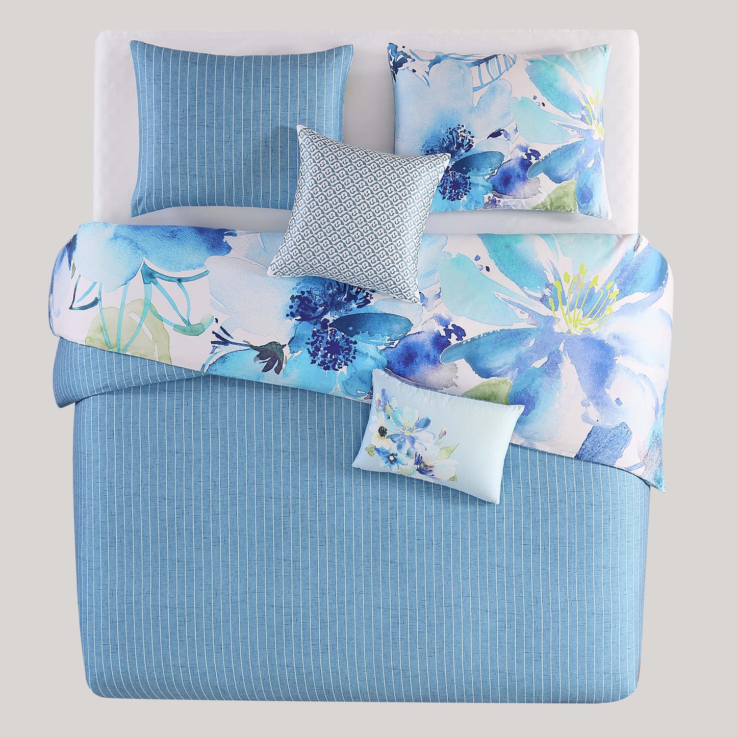Bebejan Watercolor Blue 100% Cotton 5-Piece Reversible Comforter Set Comforter Sets By Bebejan®